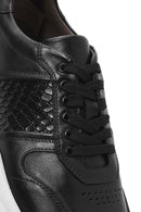 Erkek Siyah Bağcıklı Deri Casual Sneaker | Derimod Erkek Siyah Bağcıklı Deri Casual Sneaker | Derimod