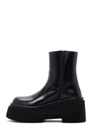Women's Black Thick Soled Zippered Leather Boots | Derimod Women's Black Thick Soled Zippered Leather Boots | Derimod