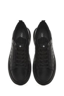 Men's Black Lace-up Thick-Sole Leather Sneaker | Derimod Men's Black Lace-up Thick-Sole Leather Sneaker | Derimod