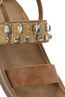 Women's Brown Thick Soled Stoned Sandals | Derimod Women's Brown Thick Soled Stoned Sandals | Derimod