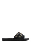 Women's Black Stone Slippers | Derimod Women's Black Stone Slippers | Derimod