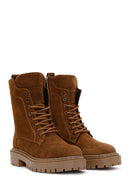 Women's Tan Suede Leather Boots | Derimod Women's Tan Suede Leather Boots | Derimod