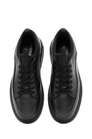 Erkek Siyah Bağcıklı Kalın Tabanlı Deri Sneaker | Derimod Erkek Siyah Bağcıklı Kalın Tabanlı Deri Sneaker | Derimod