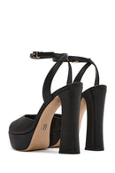 Women's Black Ankle Buckle Platform High Thick Heel Leather Sandals | Derimod Women's Black Ankle Buckle Platform High Thick Heel Leather Sandals | Derimod