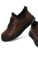 Erkek Kahverengi Bağcıklı Kalın Tabanlı Deri Sneaker | Derimod Erkek Kahverengi Bağcıklı Kalın Tabanlı Deri Sneaker | Derimod