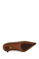 Women's Brown Thin Heeled Leather Stiletto | Derimod Women's Brown Thin Heeled Leather Stiletto | Derimod