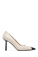 Women's Cream Thin Heeled Leather Stiletto | Derimod Women's Cream Thin Heeled Leather Stiletto | Derimod