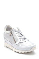 Kadın Gümüş Deri Dolgu Topuk Sneaker | Derimod Kadın Gümüş Deri Dolgu Topuk Sneaker | Derimod