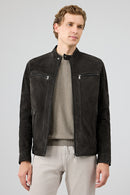 Patrick Men's Grey Suede Leather Jacket | Derimod Patrick Men's Grey Suede Leather Jacket | Derimod