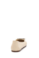 Women's Beige Leather Buckled Ballerinas | Derimod Women's Beige Leather Buckled Ballerinas | Derimod