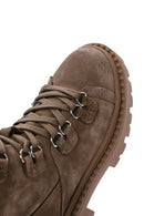 Women's Tan Suede Leather Boots with Zipper | Derimod Women's Tan Suede Leather Boots with Zipper | Derimod