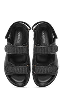 Women's Black Strappy Straw Sandals | Derimod Women's Black Strappy Straw Sandals | Derimod