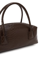 Woman Brown Long Strap Snake Print Shoulder Bag | Derimod Woman Brown Long Strap Snake Print Shoulder Bag | Derimod