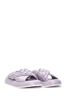 Women's Lilac Leather Braided Thick Soled Slippers | Derimod Women's Lilac Leather Braided Thick Soled Slippers | Derimod