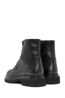 Men's Black Lace-Up Zipper Detailed Leather Casual Boots | Derimod Men's Black Lace-Up Zipper Detailed Leather Casual Boots | Derimod