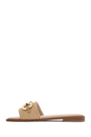 Women's Beige Straw Slippers | Derimod Women's Beige Straw Slippers | Derimod