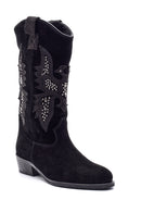 Women's Suede Leather Cowboy Boots | Derimod Women's Suede Leather Cowboy Boots | Derimod