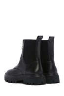 Women's Black Thick Soled Zippered Leather Boots | Derimod Women's Black Thick Soled Zippered Leather Boots | Derimod