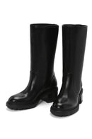 Women's Black Thick Heeled Leather Boots | Derimod Women's Black Thick Heeled Leather Boots | Derimod