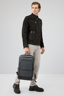 Patrick Men's Grey Suede Leather Jacket | Derimod Patrick Men's Grey Suede Leather Jacket | Derimod