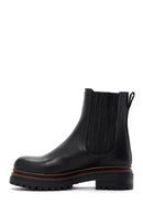 Woman Black Thick Sole Leather Chelsea Boots | Derimod Woman Black Thick Sole Leather Chelsea Boots | Derimod