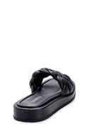 Women's Leather Knit Detailed Slippers | Derimod Women's Leather Knit Detailed Slippers | Derimod