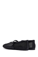 Woman Black Netted Buckled Ballerinas | Derimod Woman Black Netted Buckled Ballerinas | Derimod