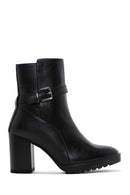 Women's Black Buckle Heeled Boots | Derimod Women's Black Buckle Heeled Boots | Derimod