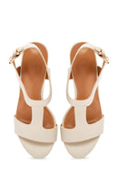 Women's Cream Ankle Strap Chunky Heel Sandals | Derimod Women's Cream Ankle Strap Chunky Heel Sandals | Derimod