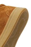 Women's Tan Lace-Up Thick Sole Suede Leather Teddy Boot | Derimod Women's Tan Lace-Up Thick Sole Suede Leather Teddy Boot | Derimod