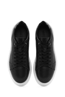 Erkek Siyah Bağcıklı Kalın Tabanlı Deri Sneaker | Derimod Erkek Siyah Bağcıklı Kalın Tabanlı Deri Sneaker | Derimod