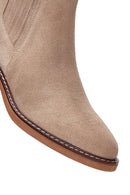 Women's Beige Suede Leather Chelsea Boots | Derimod Women's Beige Suede Leather Chelsea Boots | Derimod
