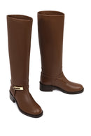 Women's Brown Buckled Leather Boot | Derimod Women's Brown Buckled Leather Boot | Derimod