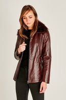 Garcia Women's Leather Jacket | Derimod Garcia Women's Leather Jacket | Derimod