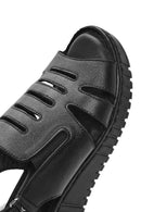 Kadın Siyah Kalın Tabanlı Deri Comfort Sandalet | Derimod Kadın Siyah Kalın Tabanlı Deri Comfort Sandalet | Derimod