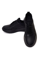 Erkek Siyah Bağcıklı Kalın Tabanlı Deri Sneaker | Derimod Erkek Siyah Bağcıklı Kalın Tabanlı Deri Sneaker | Derimod