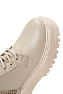 Women's Beige Leather Thick Soled Boots | Derimod Women's Beige Leather Thick Soled Boots | Derimod
