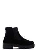 Women's Black Zippered Suede Leather Chelsea Boots | Derimod Women's Black Zippered Suede Leather Chelsea Boots | Derimod