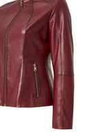 Lydia Women's Red Regular Short Leather Jacket | Derimod Lydia Women's Red Regular Short Leather Jacket | Derimod