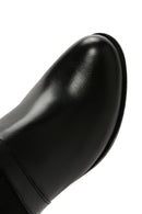 Women's Black Thick Heeled Zippered Leather Boots | Derimod Women's Black Thick Heeled Zippered Leather Boots | Derimod