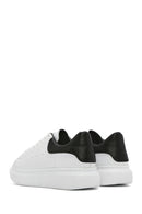 Men's White Lace-up Thick-Sole Leather Sneaker | Derimod Men's White Lace-up Thick-Sole Leather Sneaker | Derimod