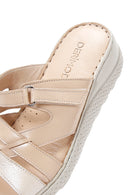 Women's Beige Leather Comfort Slippers | Derimod Women's Beige Leather Comfort Slippers | Derimod