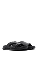Men's Black Buckled Slippers | Derimod Men's Black Buckled Slippers | Derimod