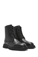 Men's Black Zippered Leather Combat Boots | Derimod Men's Black Zippered Leather Combat Boots | Derimod