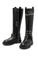 Women's Black Buckle Detailed Leather Boots | Derimod Women's Black Buckle Detailed Leather Boots | Derimod