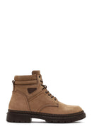 Men's Mink Lace-up Nubuck Leather Boot | Derimod Men's Mink Lace-up Nubuck Leather Boot | Derimod
