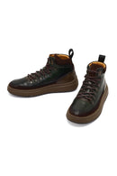 Men's Green Lace-Up Thick Sole Leather Sports Boots | Derimod Men's Green Lace-Up Thick Sole Leather Sports Boots | Derimod