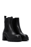 Women's Black Leather Heeled Chelsea Boots | Derimod Women's Black Leather Heeled Chelsea Boots | Derimod