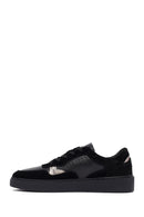Woman Black Laced Leather Sneakers | Derimod Woman Black Laced Leather Sneakers | Derimod