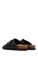 Women's Black Strappy Leather Slippers | Derimod Women's Black Strappy Leather Slippers | Derimod